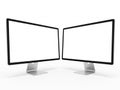 Two computer monitors isolated on white background Royalty Free Stock Photo