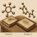 Vitamin C and Omega-3 Illustration Royalty Free Stock Photo