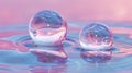 This image features two transparent spheres with swirling patterns, delicately placed on a reflective surface with a Royalty Free Stock Photo