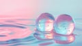 This image features two transparent spheres with swirling patterns, delicately placed on a reflective surface with a Royalty Free Stock Photo