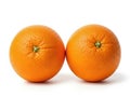 Two Fresh Oranges Isolated on White Background, Juicy and Healthy Fruits Royalty Free Stock Photo