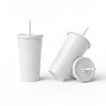 Disposable cups with straws for cold beverages Royalty Free Stock Photo