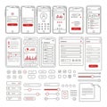 Mobile ui wireframe elements isolated on white background Royalty Free Stock Photo