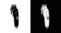 Hair Clipper and Trimmer Icon Set - Black Silhouette & White Outline Royalty Free Stock Photo