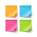 Four Colorful Blank Sticky Notes on White Background Royalty Free Stock Photo