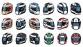 A collection of colorful racing helmets on a white background Royalty Free Stock Photo