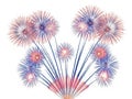 Fireworks display isolated on white background Royalty Free Stock Photo