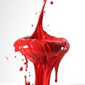 red paint pouring on pure white background Royalty Free Stock Photo