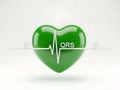 Green heart with qrs wave representing medical health Royalty Free Stock Photo