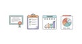 A colorful illustration of learning and skill development icons on a white background Royalty Free Stock Photo