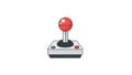Bright red arcade game joystick with single action button isolated on white background for gaming and retro entertainment design Royalty Free Stock Photo