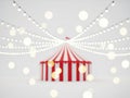 Circus tent with string lights isolated on white background Royalty Free Stock Photo