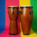 Image features vibrant rhythmic depiction of colorful conga drums Royalty Free Stock Photo