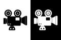 Vintage Movie Camera Icon - Black and White Royalty Free Stock Photo