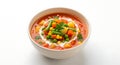 Vibrant mixed vegetable soup in a white bowl Royalty Free Stock Photo