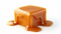 Melting Caramel Cube on White Background, Generative AI Royalty Free Stock Photo
