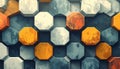 Hexagonal Pattern with Orange, White, and Gray Tiles Royalty Free Stock Photo