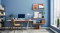 Modern minimalist Scandinavian home office with stylish decor and natural light
