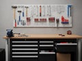 Workbench tools pegboard isolated on white background Royalty Free Stock Photo