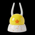 Yellow star hat with white ears isolated on black background Royalty Free Stock Photo