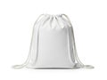 White drawstring bag isolated on white background isolated on white background Royalty Free Stock Photo