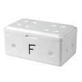 A white plastic box with holes and the letter F on transparent background Royalty Free Stock Photo