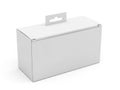 White rectangular box with hanging tab isolated on white background Royalty Free Stock Photo
