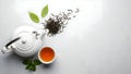 Tea pot with loose leaves and cup Royalty Free Stock Photo