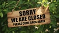 Closed sign, sorry we are closed, please come back again isolated on white background Royalty Free Stock Photo