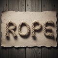 Image features the word ROPE crafted from thick twisted rope Royalty Free Stock Photo