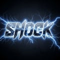 Image features the word SHOCK in bold, metallic letters with a jagged, Royalty Free Stock Photo