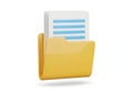 Yellow folder with document icon isolated on white background Royalty Free Stock Photo