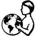 Child Holding Planet Earth Vector Illustration for Environmental Awareness Royalty Free Stock Photo