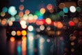 An image featuring blurred, out - of - focus lights in various colors and shapes with some being more focused, raindrop style.