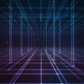 Image featuring a grid of intersecting neon blue and purple lines creating a Royalty Free Stock Photo