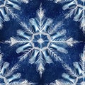 An image featuring an intricate snowflake fabric pattern in shades of blue and silver, evoking a magical and wintry ambiance. Royalty Free Stock Photo