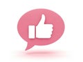 Positive feedback thumbs up symbol in speech bubble isolated on white background Royalty Free Stock Photo