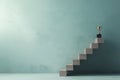 Ascending Wooden Steps with Checkmarks Leading to Trophy Symbolizing Success and Milestone Achievement Royalty Free Stock Photo