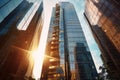 Image featuring the sleek glass facade of a completed skyscraper, reflecting modern architectural design and the allure of urban