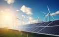 Clean Energy Revolution: Wind Turbines and Solar Panels Royalty Free Stock Photo