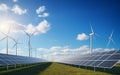 Clean Energy Revolution: Wind Turbines and Solar Panels Royalty Free Stock Photo