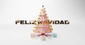 Image of feliz navidad text over christmas tree Royalty Free Stock Photo