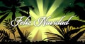 Image of feliz navidad text over shooting on green background Royalty Free Stock Photo