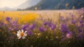 An image of a field of wildflowers swaying in the breeze Royalty Free Stock Photo