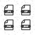 Image file icons. Download JPG, PNG, GIF and BMP symbol sign. Web Buttons.