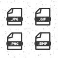 Image file icons. Download JPG, PNG, GIF and BMP symbol sign. Web Buttons