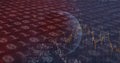 Image of financial data and binary coding processing over globe Royalty Free Stock Photo