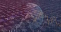 Image of financial data and binary coding processing over globe Royalty Free Stock Photo