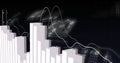 Image of financial data processing and binary coding over black background Royalty Free Stock Photo
