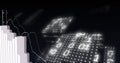 Image of financial data processing and binary coding over black background Royalty Free Stock Photo